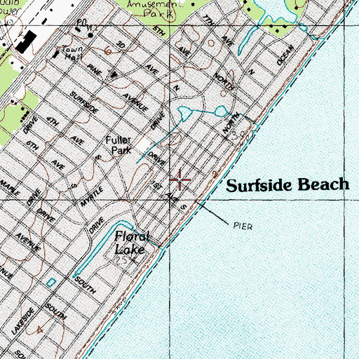 Topographic Map of Surfside Beach, SC