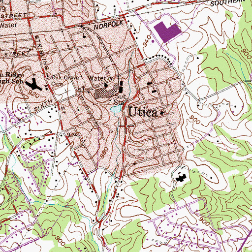 Topographic Map of Utica, SC