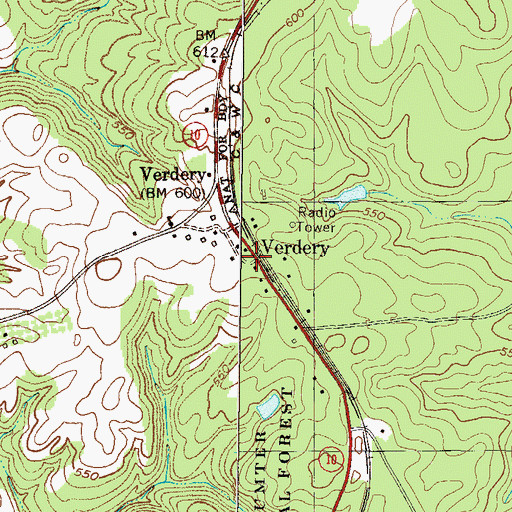 Topographic Map of Verdery, SC