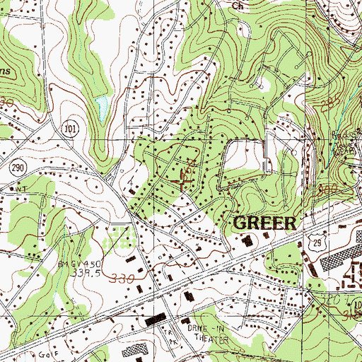 Topographic Map of Burgiss Hills, SC