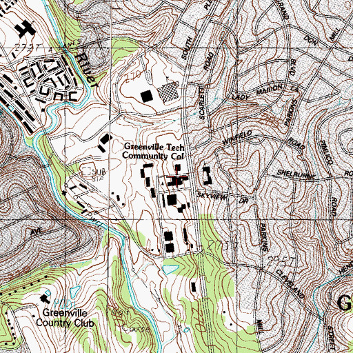 Topographic Map of Greenville Technical Community College, SC