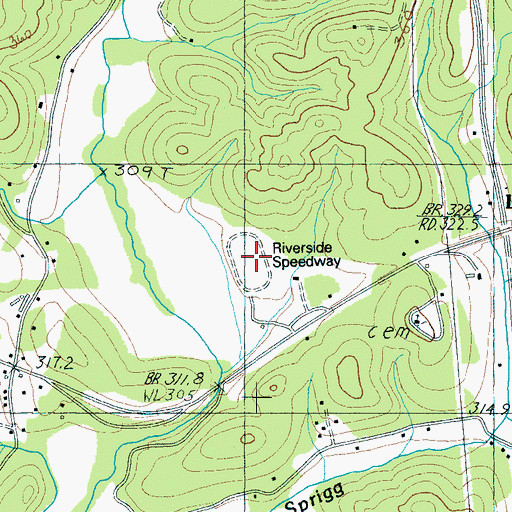 Topographic Map of Riverside Speedway, SC