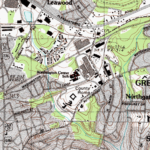 Topographic Map of Washington Center School, SC