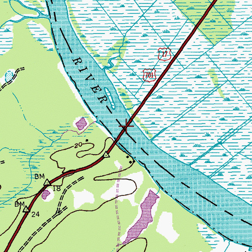 Topographic Map of John T Stevens Memorial Bridge, SC