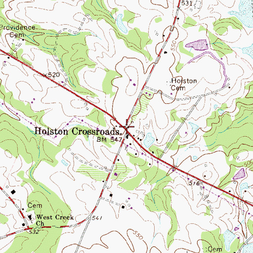 Topographic Map of Holston Crossroads, SC