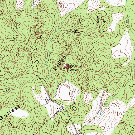 Topographic Map of Ballast Ridge Lookout Tower, SC