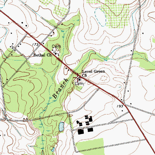 Topographic Map of Level Green School (historical), SC