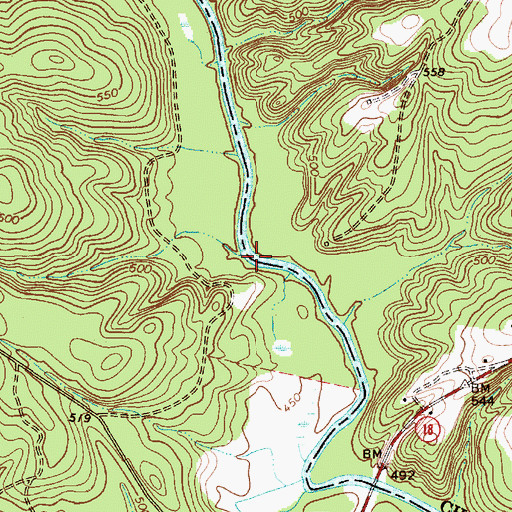 Topographic Map of Grindall Shoals, SC