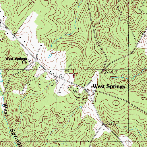 Topographic Map of West Springs Elementary School (historical), SC