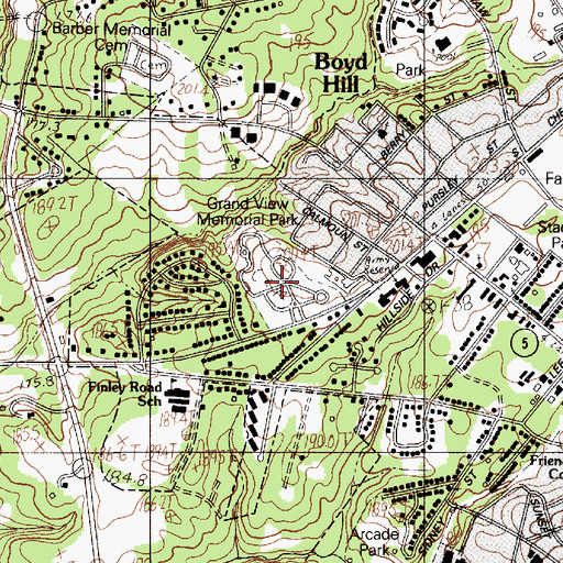 Topographic Map of Grand View Memorial Park, SC