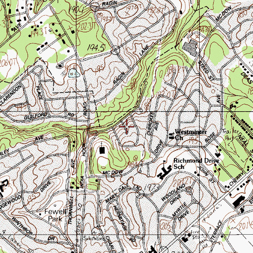 Topographic Map of Shadowbrook, SC