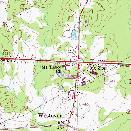 Topographic Map of Mount Tabor Church, AL