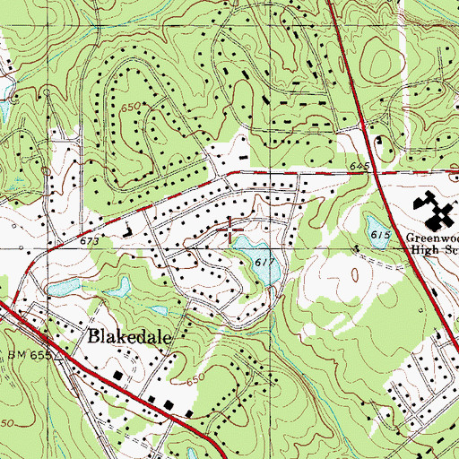 Topographic Map of Druid Hills, SC