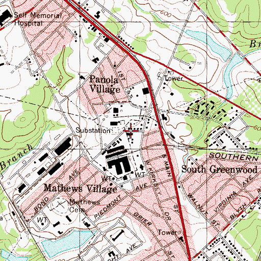 Topographic Map of Grenole School, SC