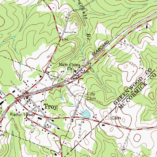 Topographic Map of Old Troy School (historical), SC