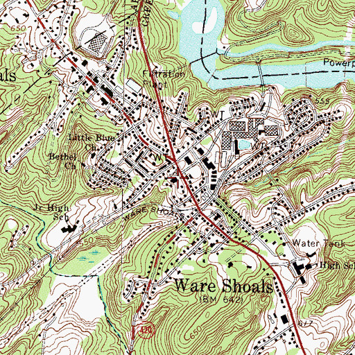 Topographic Map of Ware Shoals United Methodist Church, SC