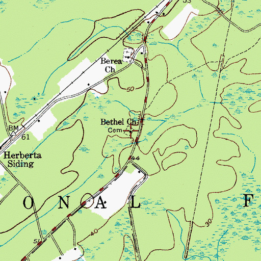 Topographic Map of Bethel Cemetery, SC