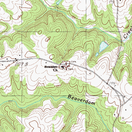 Topographic Map of Bramlett Cemetery, SC