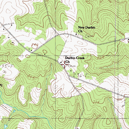 Topographic Map of Durbin Creek Cemetery, SC
