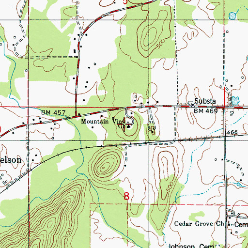 Topographic Map of Mountain View Church, AL