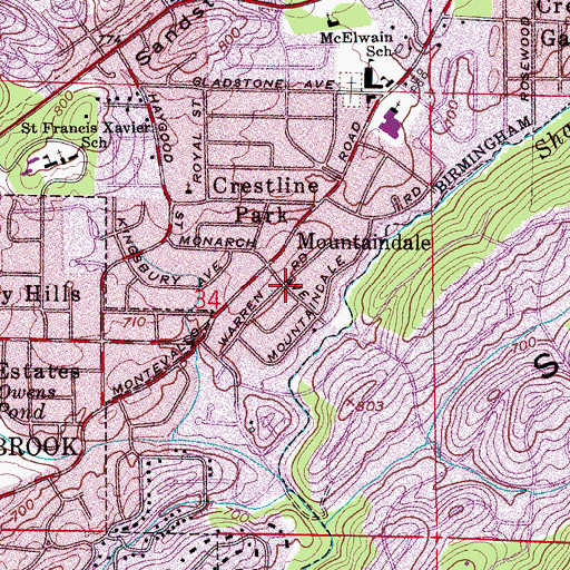 Topographic Map of Mountaindale, AL