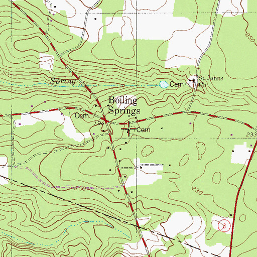 Topographic Map of Boiling Springs Presbyterian Church, SC