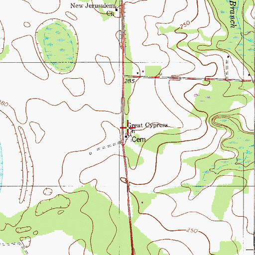 Topographic Map of Great Cypress School (historical), SC