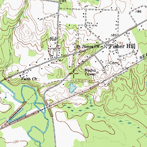 Topographic Map of Fishers Hill School (historical), SC