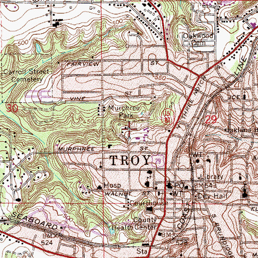 Topographic Map of Murphree Park, AL