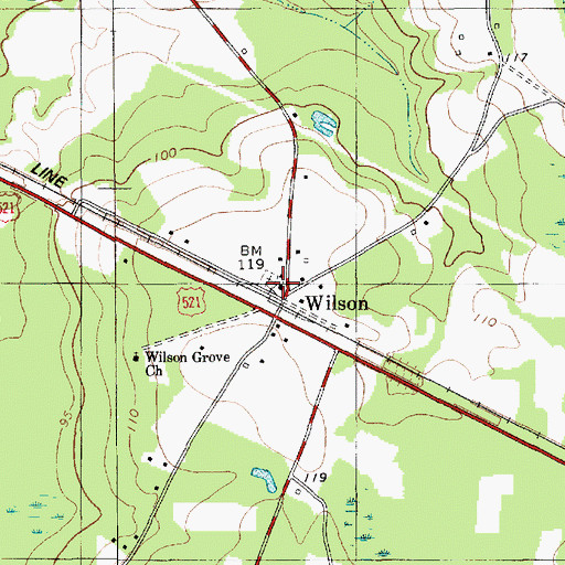 Topographic Map of Wilson Union Church, SC