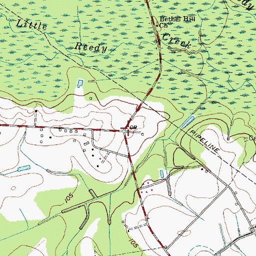 Topographic Map of Bethea Cross Roads, SC