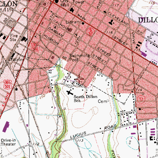 Topographic Map of East Dillon Baptist Church, SC