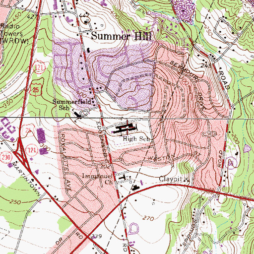 Topographic Map of North Augusta Middle School, SC