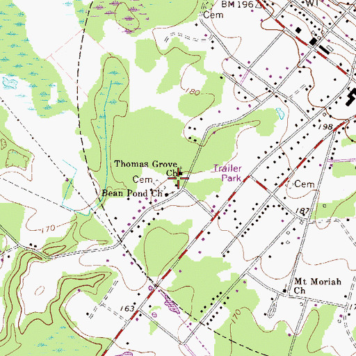 Topographic Map of Thomas Grove School (historical), SC