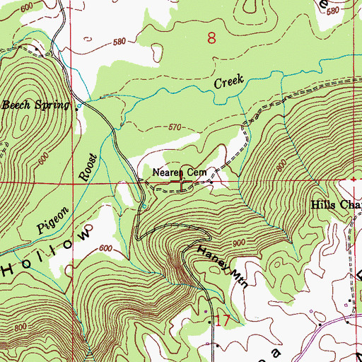 Topographic Map of Nearen Cemetery, AL