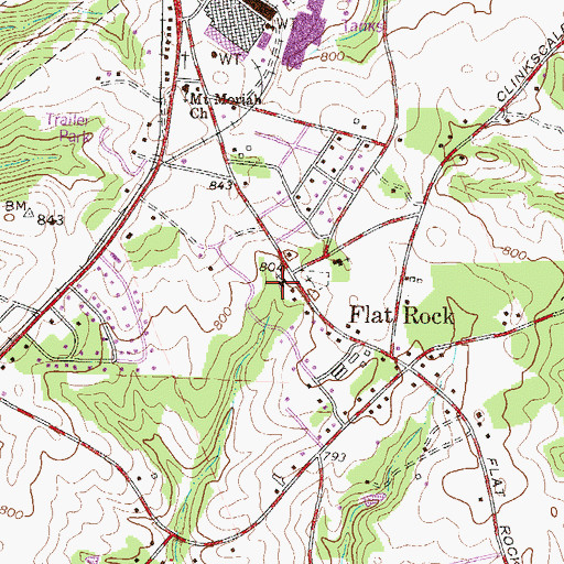 Topographic Map of Flat Rock Baptist Church, SC