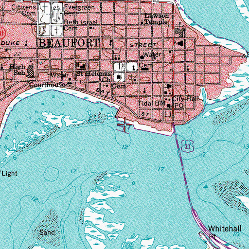 Topographic Map of Beaufort Yacht Club, SC