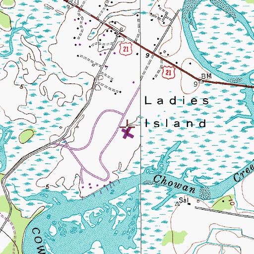Topographic Map of Lady's Island Elementary School, SC