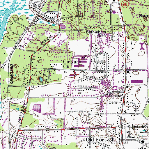 Topographic Map of Mossy Oaks Elementary School, SC