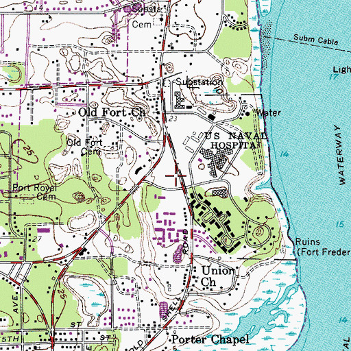 Topographic Map of Port Royal Baptist Church, SC