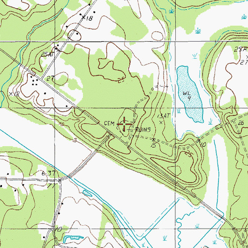 Topographic Map of Sheldon Church Ruins, SC