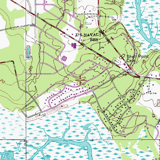 Topographic Map of Shell Point park, SC