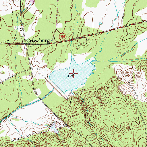 Topographic Map of Hill Creek Watershed One Reservoir, SC