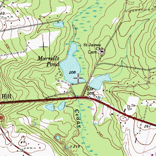 Topographic Map of Morrells Pond D-0586 Dam, SC