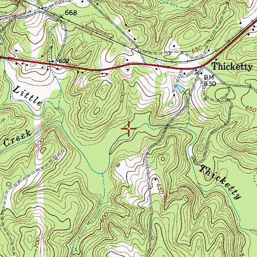 Topographic Map of Thicketty Creek Watershed 25 Reservoir, SC