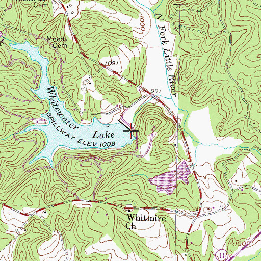 Topographic Map of Whitewater Lake Dam D-1636, SC