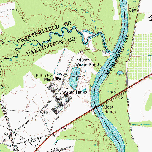Topographic Map of Klopman Mill Pond, SC