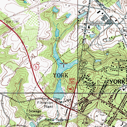 Topographic Map of Upper York Reservoir, SC