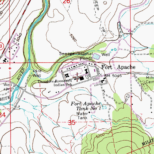 Topographic Map of Theodore Roosevelt School, AZ