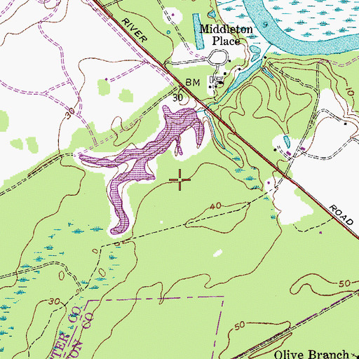 Topographic Map of South Carolina Noname 10010 Dam, SC